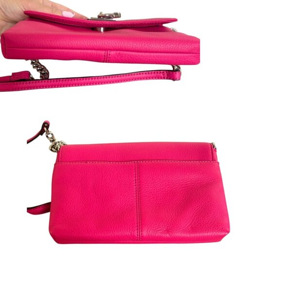 Y2K AESTHETIC HOT PINK LEATHER CHAIN LOCK LINK CALVIN KLEIN SHOULDER BAG NWT - Picture 4 of 5